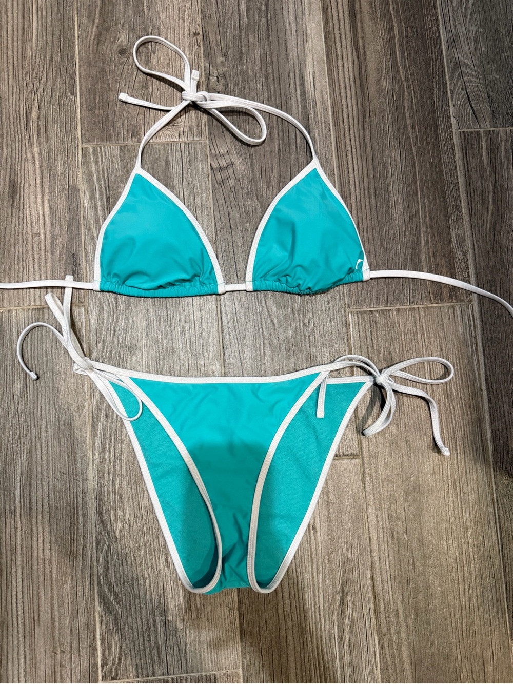 Hurley Teal Triangle Bikini with White Trim
